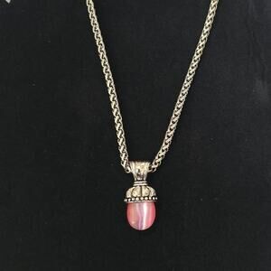 Vintage Ornate Silver Acorn Pendant Necklace